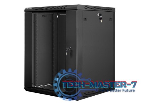 Szafa instalacyjna wisząca 19'' 15U 600X600mm czarna (drzwi szklane) Szafa instalacyjna wisząca 19'' 15U 600X600mm czarna (drzwi szklane)