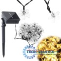 Lampki ogrodowe solarne kwiatki 7m 50LED ciepły biały