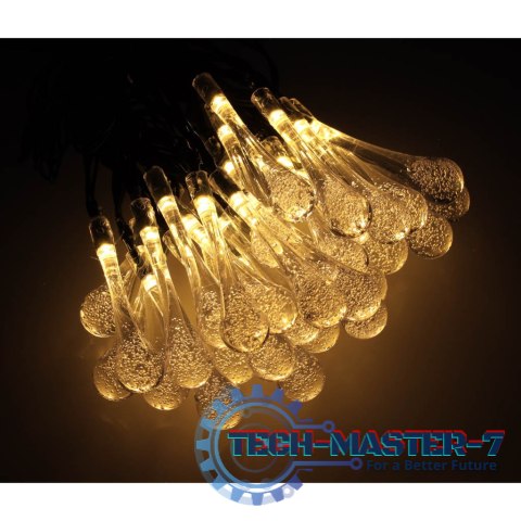 Lampki solarne ogrodowe łezki 6,5m 30LED ciepły biały Lampki solarne ogrodowe łezki 6,5m 30LED ciepły biały
