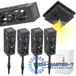 Lampa solarna ogrodowa ażurowa latarenka lamion LED czujnik zmierzchu wbijana 4szt.