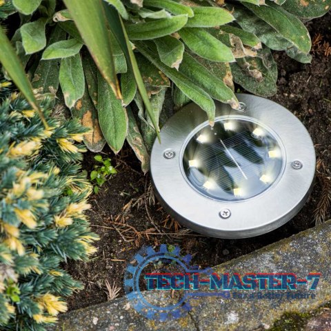 Lampy ogrodowe solarne najazdowe gruntowe czujnik zmierzchu wbijane świecący dysk 8LED 4szt. zimny biały Lampy ogrodowe solarne najazdowe gruntowe czujnik zmierzchu wbijane świecący dysk 8LED 4szt. zimny biały