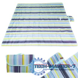 Mata plażowa wodoodporna koc piknikowy plażowy składany torba XXL 200x200cm niebieska