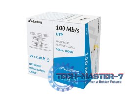 Kabel LAN UTP 100Mb/s 305m drut cca żółty