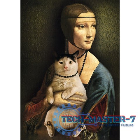Puzzle 1000 elementów Dama z kotem Puzzle 1000 elementów Dama z kotem