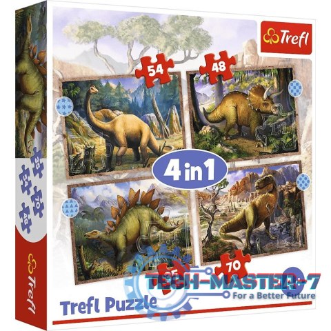 Puzzle 4w1 Ciekawe dinozaury