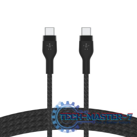 Kabel BoostCharge USB-C/USB-C silikonowy w oplocie 2m, czarny Kabel BoostCharge USB-C/USB-C silikonowy w oplocie 2m, czarny