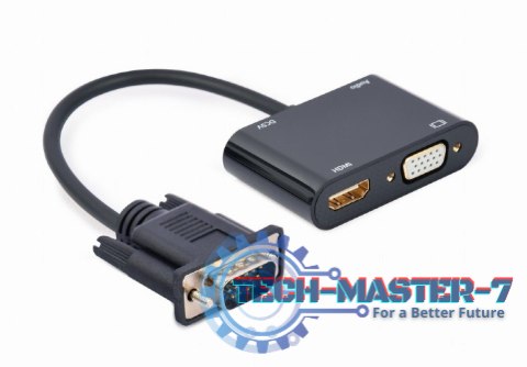 Konwerter sygnału VGA do HDMI + VGA czarny, 15 cm Konwerter sygnału VGA do HDMI + VGA czarny, 15 cm