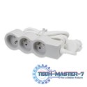 Przedłużacz standard 3x2P+Z 3m biało-szary
