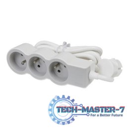 Przedłużacz standard 3x2P+Z 3m biało-szary