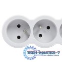 Przedłużacz standard 3x2P+Z 3m biało-szary