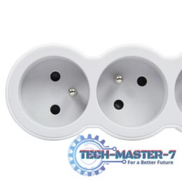 Przedłużacz standard 3x2P+Z 3m biało-szary