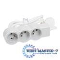 Przedłużacz standard 3x2P+Z 3m biało-szary