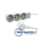 Przedłużacz standard 3x2P+Z 3m biało-szary