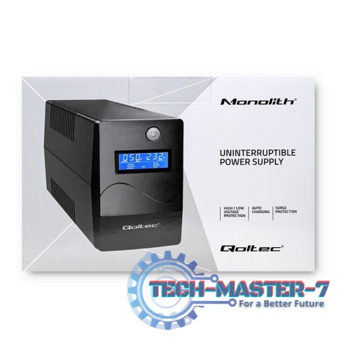 Zasilacz awaryjny UPS | Monolith | 1000VA | 600W | LCD | USB | RJ45 Zasilacz awaryjny UPS | Monolith | 1000VA | 600W | LCD | USB | RJ45