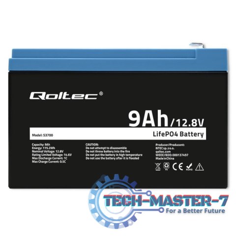 Akumulator LiFePO4 Litowo-Żelazowo-Fforanowy | 12.8V | 9Ah | 115.2Wh | BMS Akumulator LiFePO4 Litowo-Żelazowo-Fforanowy | 12.8V | 9Ah | 115.2Wh | BMS