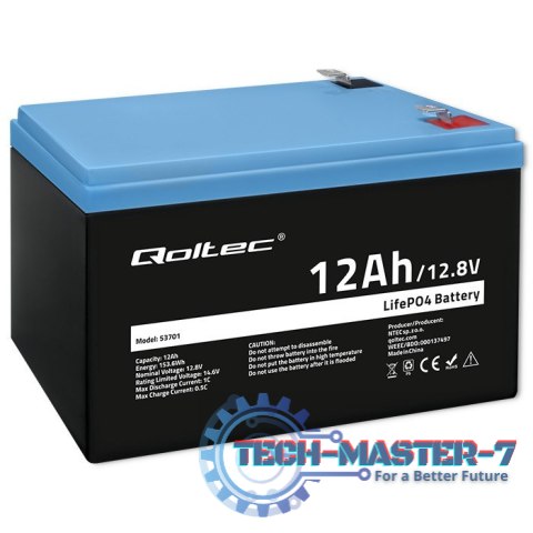 Akumulator LiFePO4 Litowo-Żelazowo-Fosforanowy | 12.8V | 12Ah | 153.6Wh | BMS