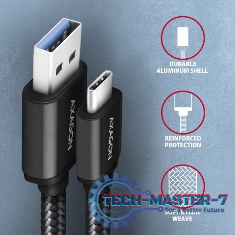 BUCM3-AM10AB Kabel USB-C - USB-A 3.2 Gen 1, 1m, 3A, ALU, oplot, Czarny BUCM3-AM10AB Kabel USB-C - USB-A 3.2 Gen 1, 1m, 3A, ALU, oplot, Czarny