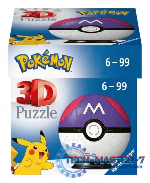 Puzzle 54 elementy 3D Kula Pokemon Master Ball