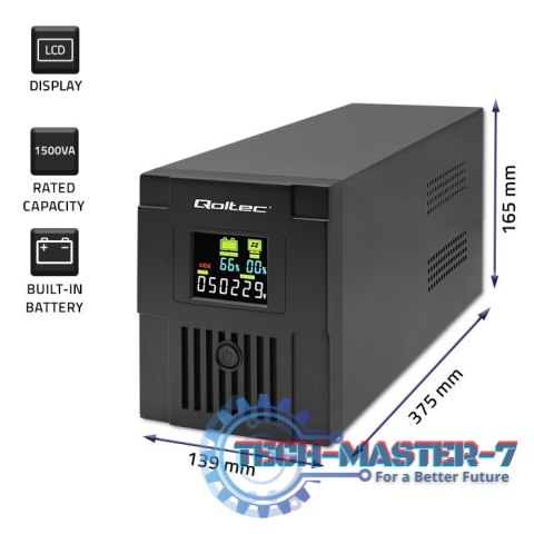 Zasilacz awaryjny UPS | Monolith | 1500VA | 900W | LCD | USB Zasilacz awaryjny UPS | Monolith | 1500VA | 900W | LCD | USB