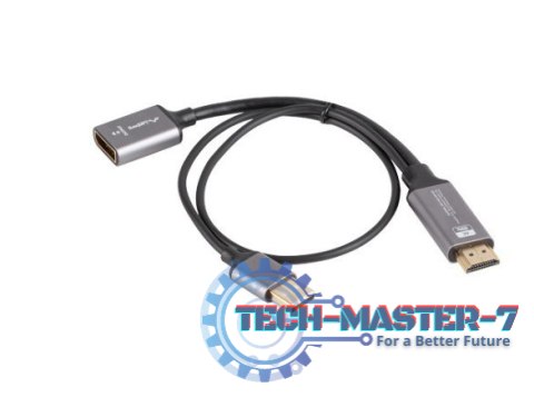Adapter HDMI(M)-Displayport(F)4K na kablu 20cm srebrny