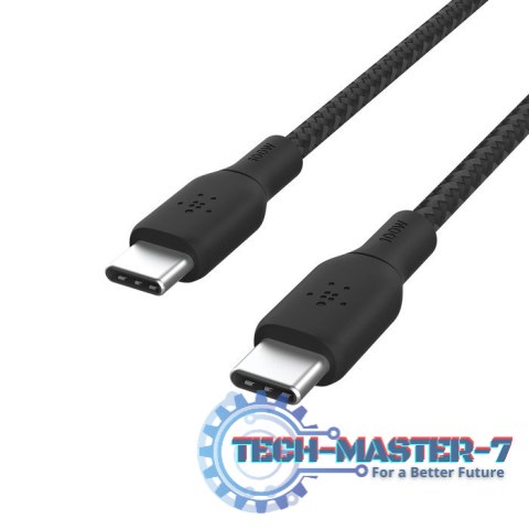 Kabel w oplocie USB-C do USB-C 100W 2m czarny Kabel w oplocie USB-C do USB-C 100W 2m czarny