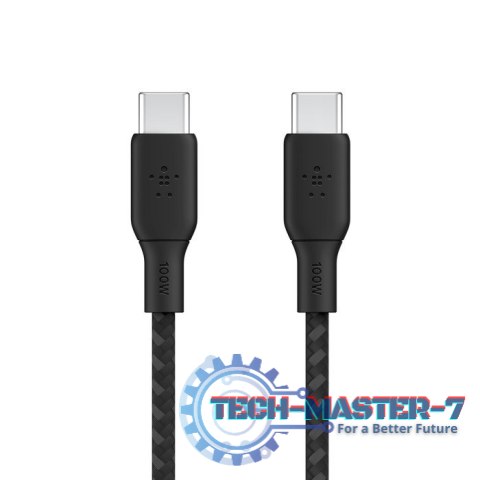 Kabel w oplocie USB-C do USB-C 100W 3m czarny