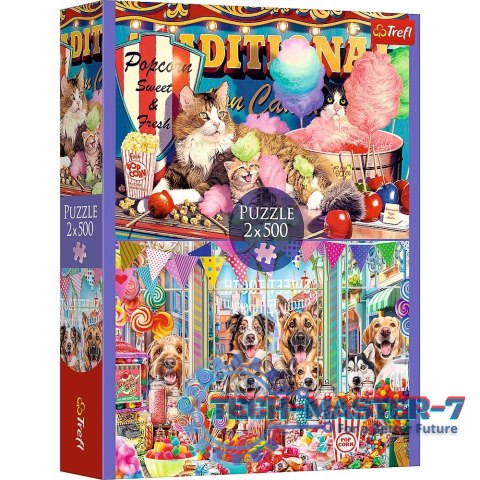 Puzzle 2x500 elementów Puszyści przyjaciele kotki pieski