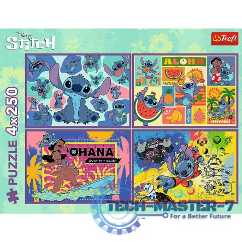 Puzzle 4x250 elementów Niezwykły Stitch Puzzle 4x250 elementów Niezwykły Stitch