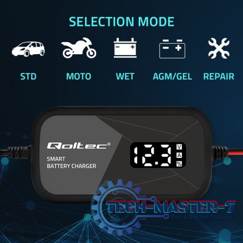 Inteligentna mikroprocesorowa ładowarka 12V | 2A | Prostownik z funkcją regeneracji ogniw do akumulatora AGM GEL | LCD Inteligentna mikroprocesorowa ładowarka 12V | 2A | Prostownik z funkcją regeneracji ogniw do akumulatora AGM GEL | LCD