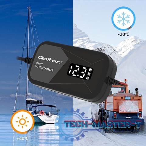 Inteligentna mikroprocesorowa ładowarka 12V | 2A | Prostownik z funkcją regeneracji ogniw do akumulatora AGM GEL | LCD Inteligentna mikroprocesorowa ładowarka 12V | 2A | Prostownik z funkcją regeneracji ogniw do akumulatora AGM GEL | LCD