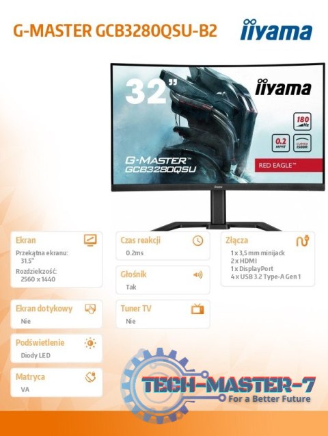 Monitor 32 cale GCB3280QSU-B2,VA,QHD,180Hz,1500R,0.2ms,4xUSB,350cd Monitor 32 cale GCB3280QSU-B2,VA,QHD,180Hz,1500R,0.2ms,4xUSB,350cd