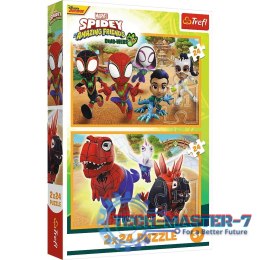 Puzzle 2x24 elementy Spidey i dinozaury