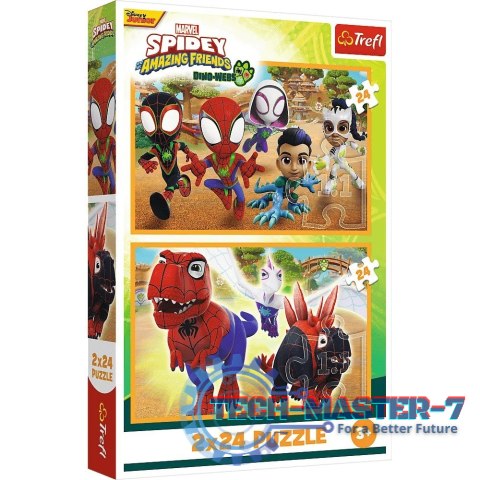 Puzzle 2x24 elementy Spidey i dinozaury