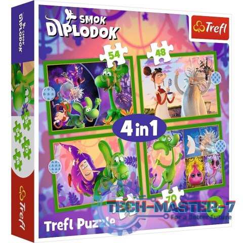 Puzzle 4w1 Świat Smoka Diplodoka