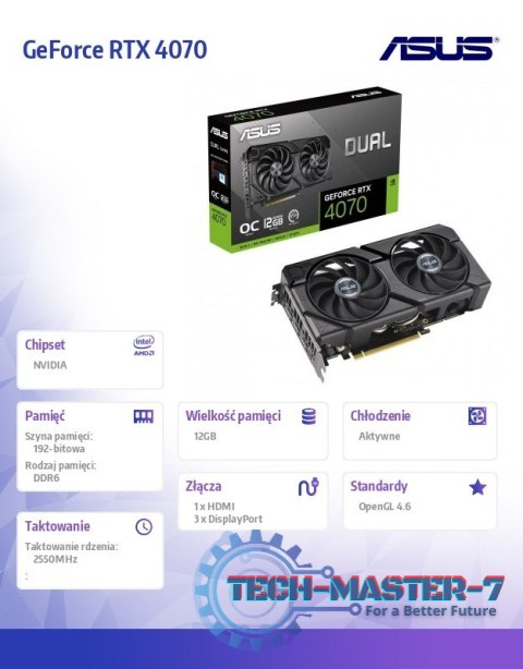 Karta graficzna GeForce RTX 4070 EVO OC Edition 12G GDDR6 192bit 3DP/HDMI Karta graficzna GeForce RTX 4070 EVO OC Edition 12G GDDR6 192bit 3DP/HDMI