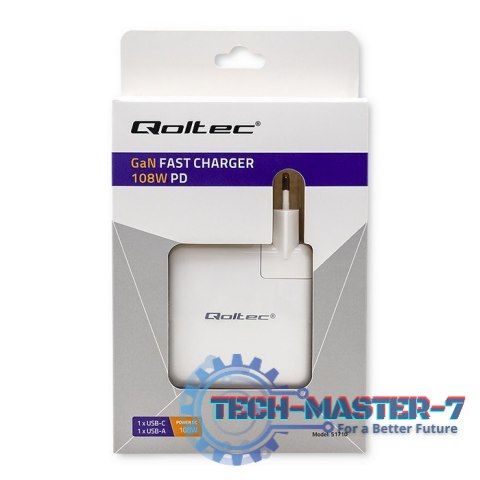 Ładowarka GaN FAST 108W | 5-20V | 3-4.7A | USB C | Biała Ładowarka GaN FAST 108W | 5-20V | 3-4.7A | USB C | Biała