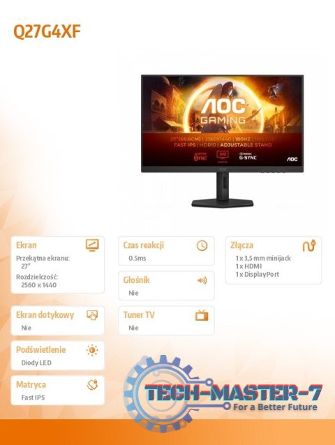 Monitor Q27G4XF 27 cali 180Hz Fast IPS HDMI DP HAS Monitor Q27G4XF 27 cali 180Hz Fast IPS HDMI DP HAS
