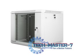 Szafa instalacyjna wisząca 19'' 9U 600X600mm szara (drzwi szklane)