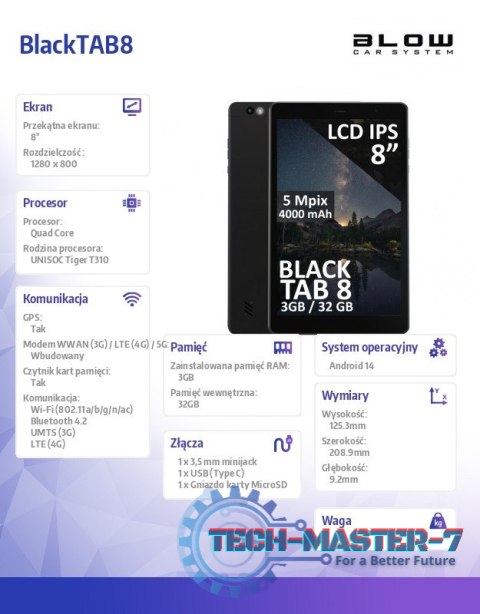 Tablet BlackTAB8 3/32GB 4G LTE 8 cali Czarny Tablet BlackTAB8 3/32GB 4G LTE 8 cali Czarny