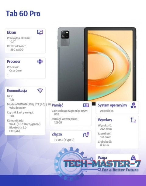 Tablet Tab 60 Pro 4G 11 cali 8/128GB Szary Tablet Tab 60 Pro 4G 11 cali 8/128GB Szary