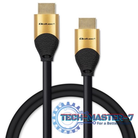 Kabel HDMI v2.1 Ultra High Speed 8K | 60Hz | 30AWG | 1m Złoty Kabel HDMI v2.1 Ultra High Speed 8K | 60Hz | 30AWG | 1m Złoty