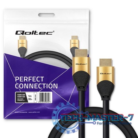 Kabel HDMI v2.1 Ultra High Speed 8K | 60Hz | 30AWG | 1m Złoty Kabel HDMI v2.1 Ultra High Speed 8K | 60Hz | 30AWG | 1m Złoty