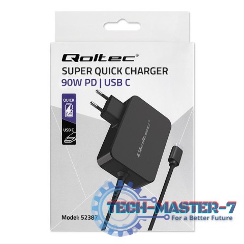 Ładowarka GaN Power Pro | 1xUSB-C | 90W | 5-20V | 3-4.5A | Czarna Ładowarka GaN Power Pro | 1xUSB-C | 90W | 5-20V | 3-4.5A | Czarna