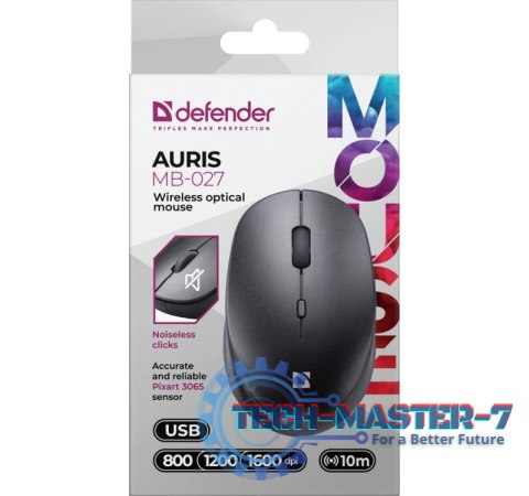 Mysz bezprzewodowa silent click AURIS MB-027 800/1200/1600 DPI czarna Mysz bezprzewodowa silent click AURIS MB-027 800/1200/1600 DPI czarna