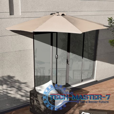 Parasol ogrodowy pół-parasol ścienny na taras 2,7 m beżowy MultiGarden MultiGarden Parasol ogrodowy pół-parasol ścienny na taras 2,7 m beżowy MultiGarden MultiGarden