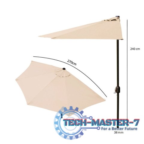 Parasol ogrodowy pół-parasol ścienny na taras 2,7 m beżowy MultiGarden MultiGarden Parasol ogrodowy pół-parasol ścienny na taras 2,7 m beżowy MultiGarden MultiGarden