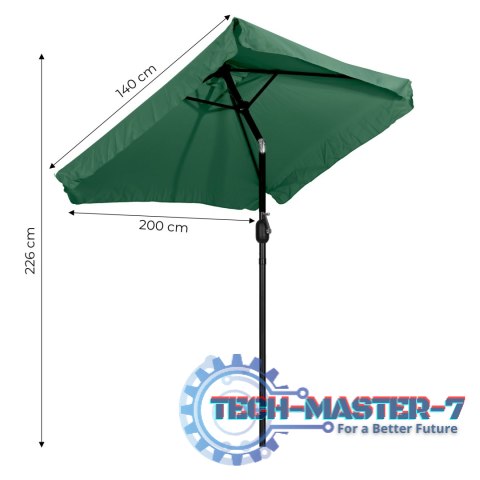 Prostokątny duży parasol ogrodowy skośny łamany z korbą zielony 200x140 cm MultiGarden MultiGarden Prostokątny duży parasol ogrodowy skośny łamany z korbą zielony 200x140 cm MultiGarden MultiGarden
