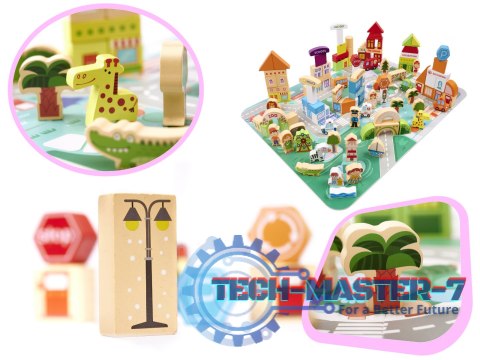 Klocki drewniane edukacyjne miasto puzzle 120el. Klocki drewniane edukacyjne miasto puzzle 120el.
