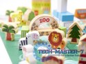 Klocki drewniane edukacyjne miasto puzzle 120el.