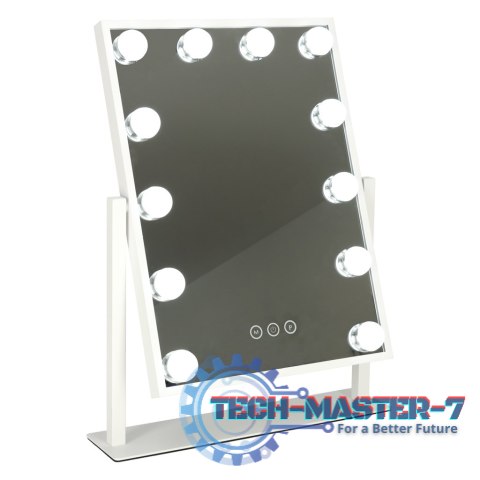Lusterko do makijażu kosmetyczne podświetlane LED Hollywood z 12 żarówkami USB 30 x 40 cm Lusterko do makijażu kosmetyczne podświetlane LED Hollywood z 12 żarówkami USB 30 x 40 cm